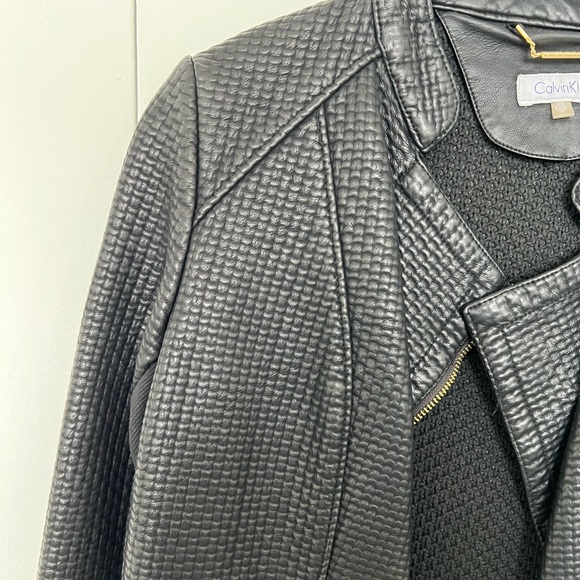 Calvin Klein Black Vegan Leather Jacket Textured Size XS - Picture 4 of 8